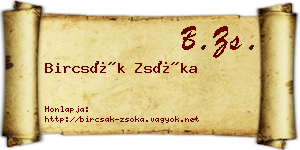 Bircsák Zsóka névjegykártya